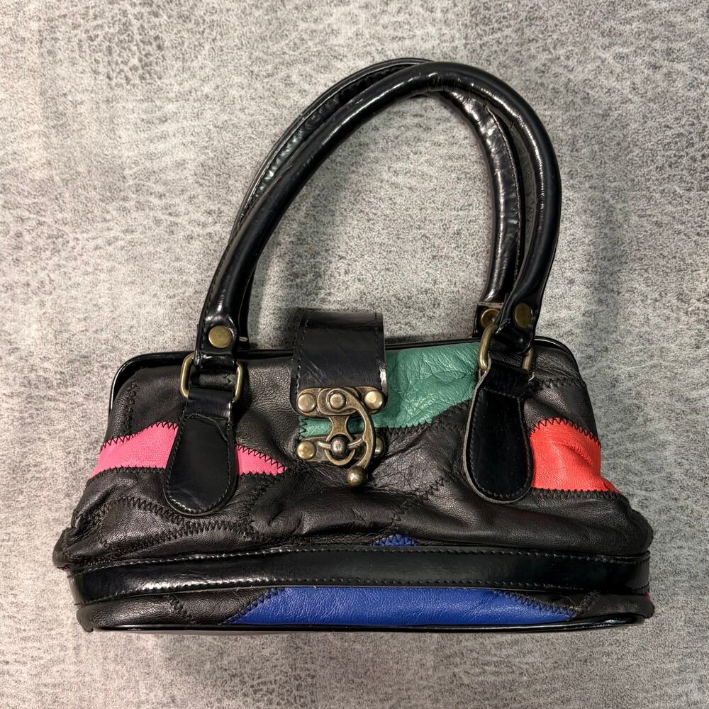 Vintage Colorblock Leather Stitched Mini Bag